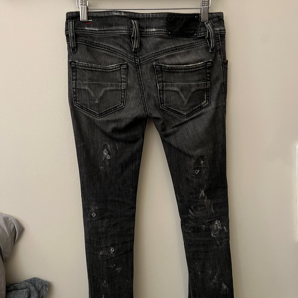 Low Rise Diesel Matic Skinny Jeans in sz 25 x 30 - Distressed Black